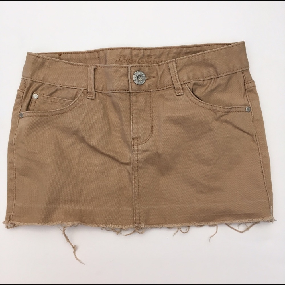 GUESS ~ Coachella Beige jean cut off mini skirt